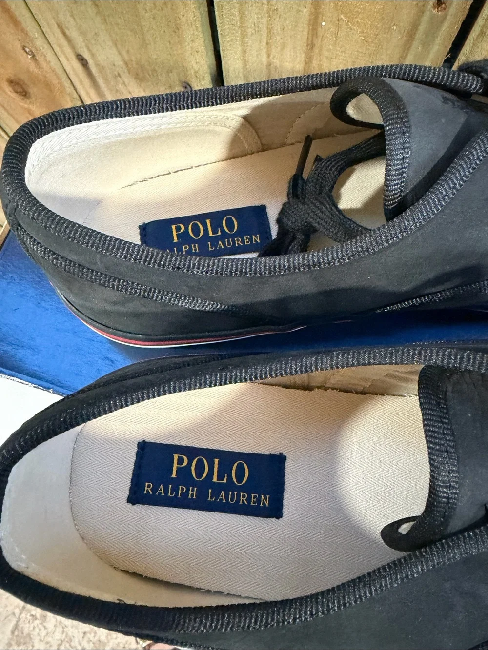 Polo by Ralph Lauren Black Morray  Sneakers with White Sole and Red Trim